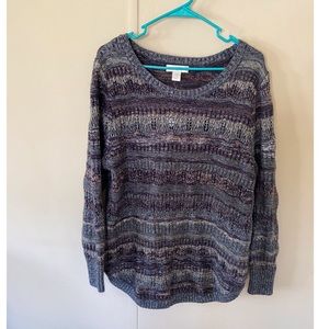 CJ Banks Shades of Blue with Metallic Silver Threads Pull Over Sweater Size 1X